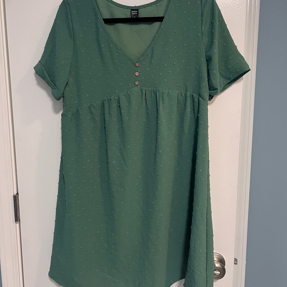 SHEIN Green Asymmetrical Buttoned Midi Dress
